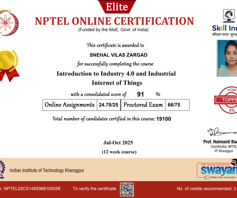 NPTEL 5% (Introduction to Industry 4.0 and Industrial Internet of Things)