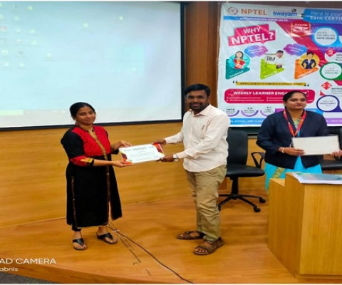 Awarded by NPTEL Active Single Point of Contact AT IIT BOMBAY