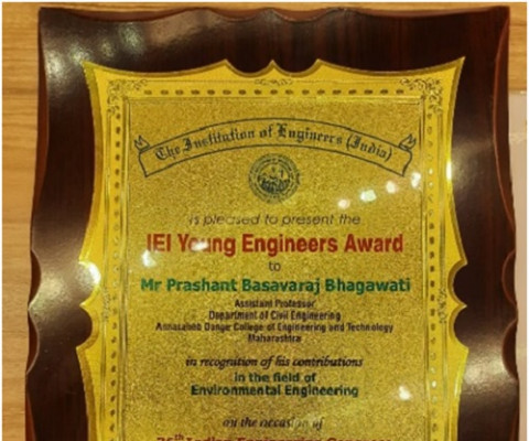 Received IEI “Young Engineers Award 2020-21” in Environmental Engineering Discipline