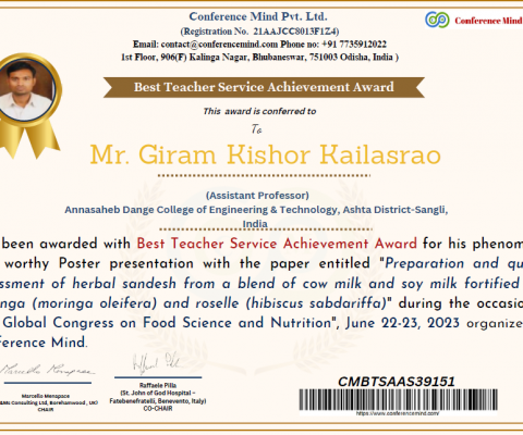 Best Teacher Service Achievement Award