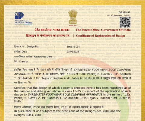Design Registration for Innovative Footwear Cleaning Apparatus