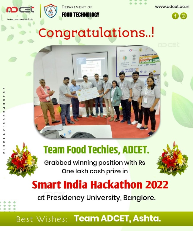 First prize at Smart India Hackathon 2022
