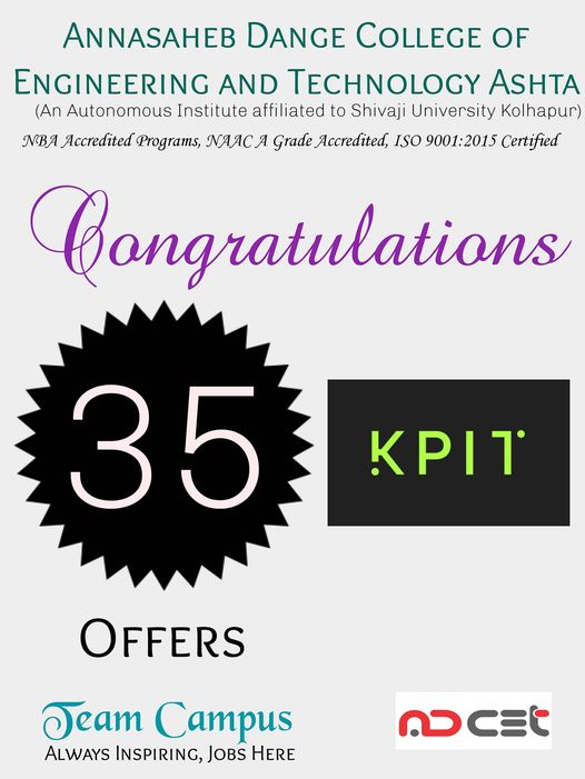 35 students selected in KPIT Technologies