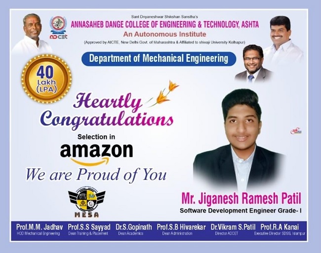 Mr. Jignesh Patil placed with 40 LPA in Amazon