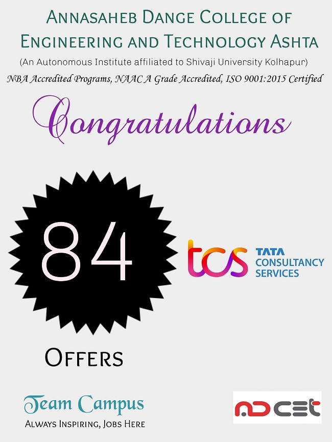 84 students from ADCET selected in TCS
